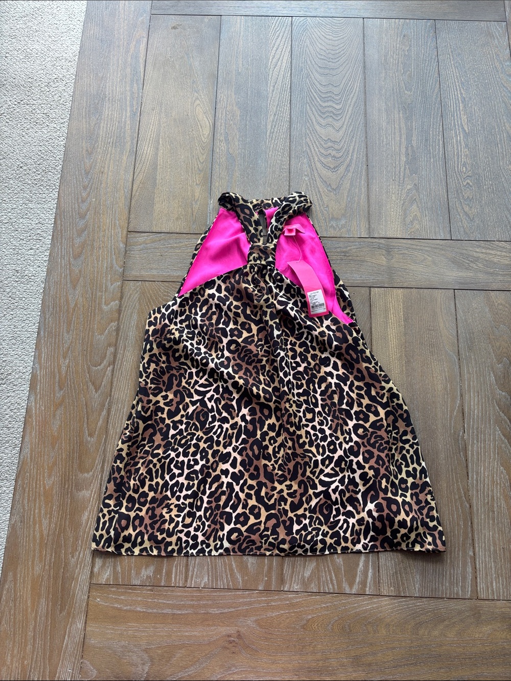 Lilly Pulitzer Leopard Print Halter Tank with Hot Pink Lining
